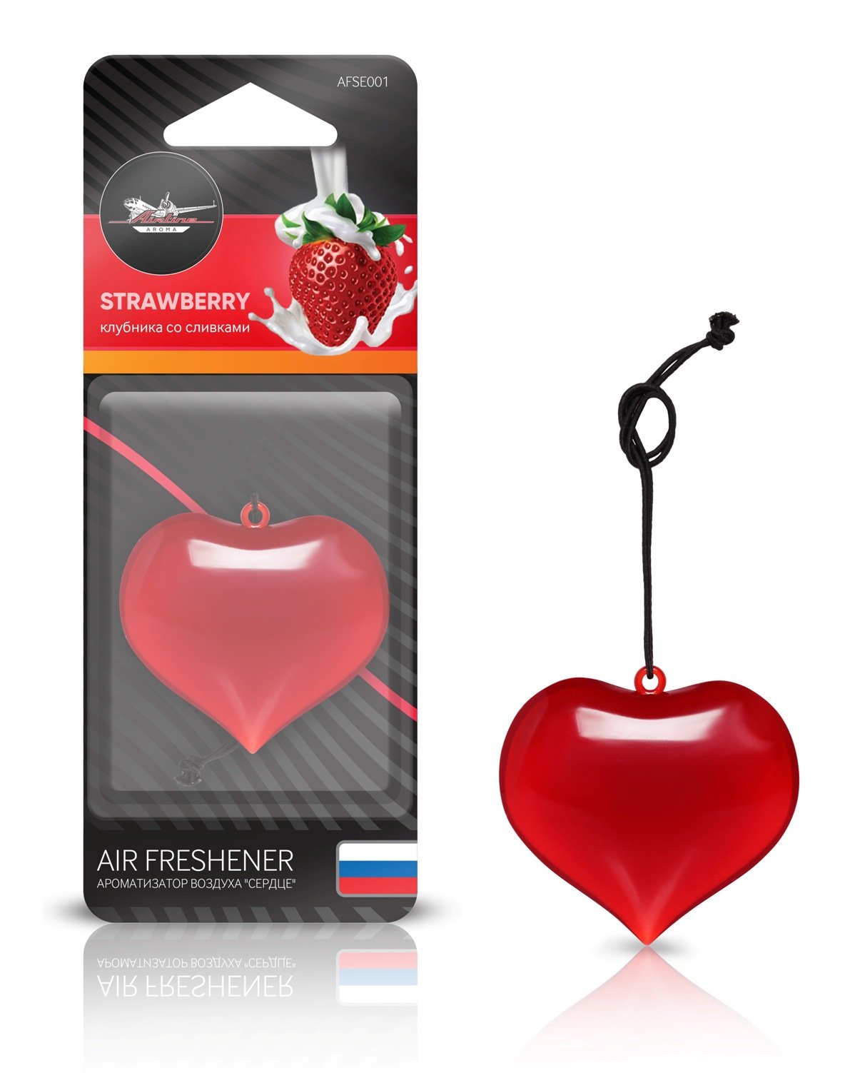 Ароматизатор подвесной пластик Сердце Клубника со сливками AIRLINE AFSE001