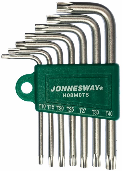 Набор ключей Г-образных TORX JONNESWAY H08M07S, T10-T40, 7 предметов