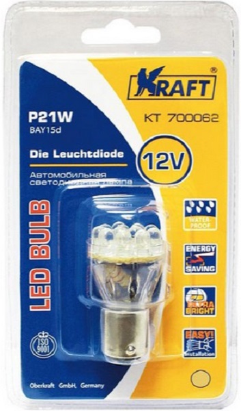 Светодиод Kraft KT 700062 p21w (ba15s) 12/24v yellow 1шт. 