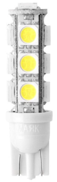 Лампа светодиодная Маяк 12T10-W/13SMD/2BL Standart W5W 12В, 2шт