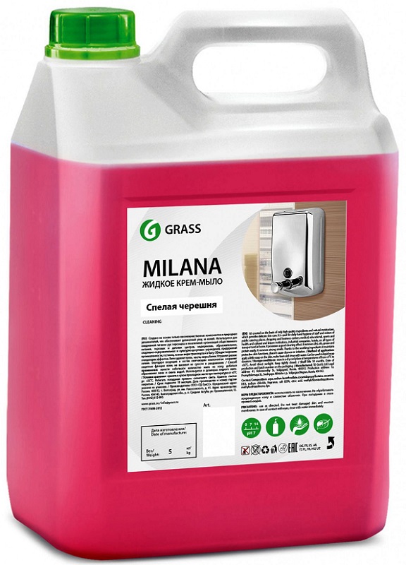 Крем-мыло жидкое увлажняющее Milana спелая черешня Grass 126405, 5кг