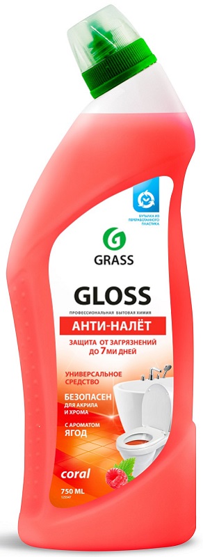 Чистящий гель для ванны и туалета Gloss coral Grass 125547, 750мл