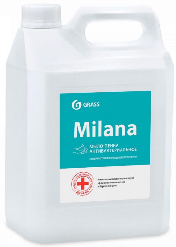 Мыло пенка для рук MILANA антибактериальное для дозатора Grass 125583, 5кг 