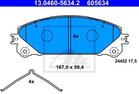 Колодки тормозные дисковые передние TOYOTA Camry, LEXUS ES Ate 13.0460-5634.2