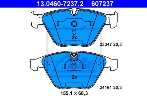 Колодки тормозные дисковые передние BMW 3 Ate 13.0460-7237.2