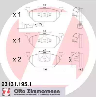 Колодки тормозные дисковые передние Otto Zimmermann 23131.195.1