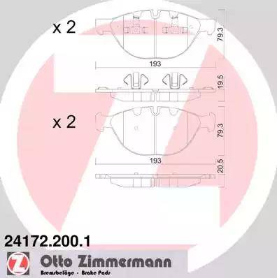 Колодки тормозные дисковые передние BMW X5 Otto Zimmermann 24172.200.1