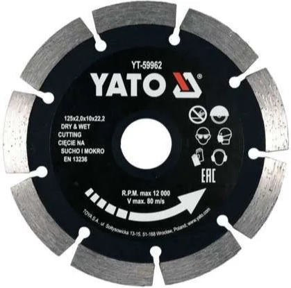 Круг алмазный Yato YT-59962, 125x22.2x2.0 мм