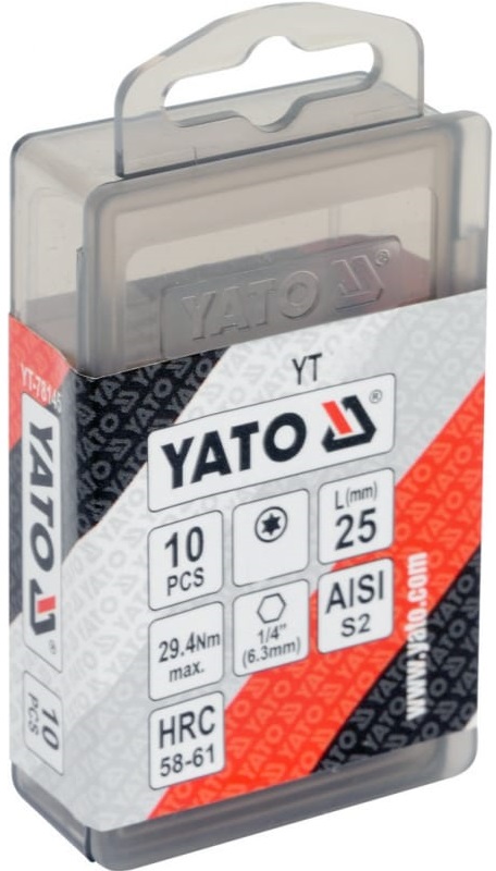 Набор бит YATO YT-78143, TORX, Т20, 25 мм, 1/4, 10 шт