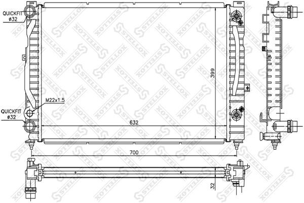 Радиатор охлаждения AUDI A4 Stellox 10-25063-SX