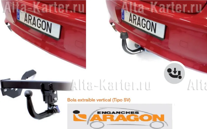 Фаркоп Aragon (быстросъемный крюк, вертикальное крепление) для Honda CR-V IV 2012-2018