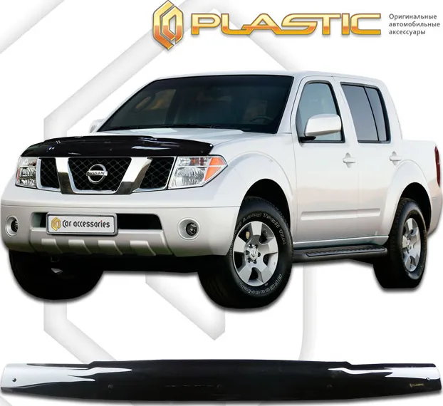 Дефлектор СА Пластик для капота (Classic черный) Nissan Navara 2011-2020