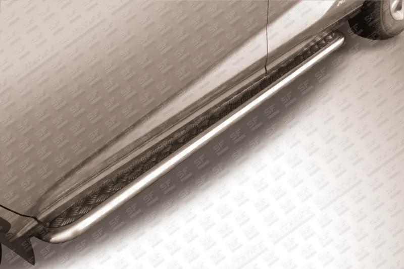 Пороги Slitkoff труба d42 с листом (чёрный квинтет) для Lexus NX 300H 2014-2020