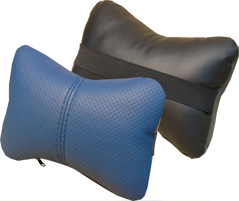 Подушка под шею CarFashion ортопедическая Экокожа, цвет Черный/Синий/Синий