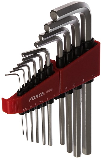 Набор длинных 6-гранных ключей Force 5102L длинных, 1.27-10 мм, 10 предметов