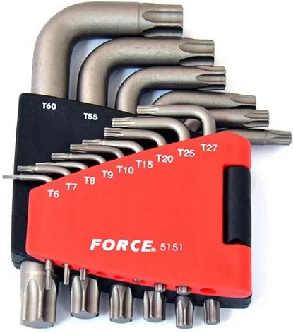 Набор Г-образных ключей Torx  Force 5151, T6-T60, 15 предметов