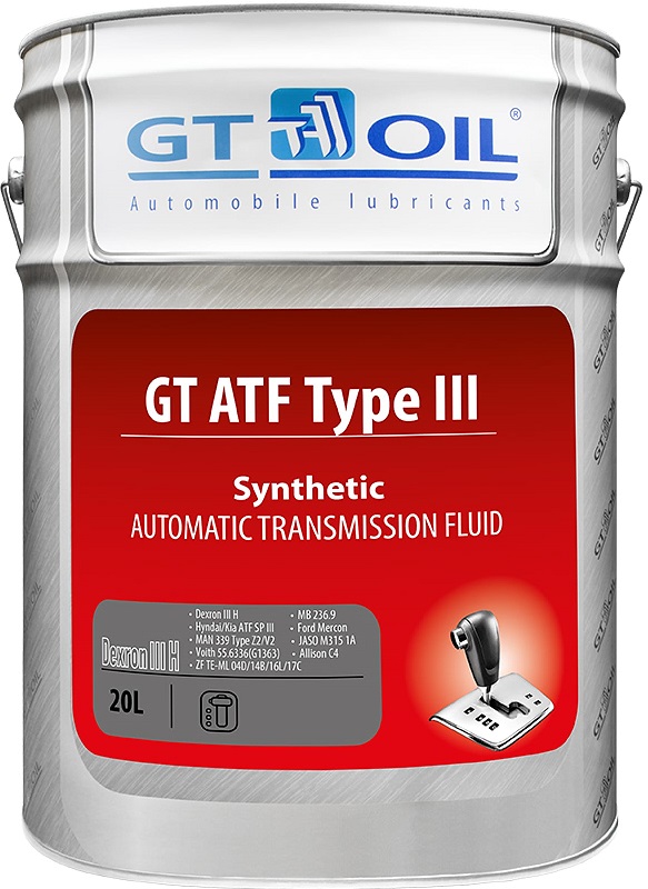 Трансмиссионное масло Gt oil 880 905940 762 2 GT ATF Type III  20 л