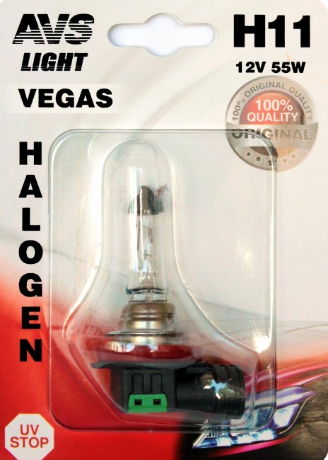 Лампа галогенная AVS Vegas в блистере H11, 12V, 55W