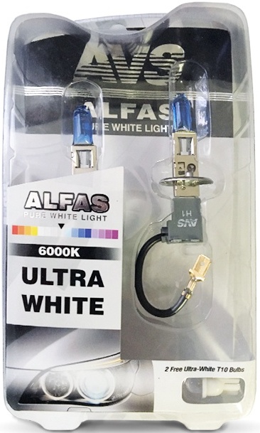 Газонаполненные лампы AVS Alfas ультра-белый 6000К, H3, 12V, 85W комплект 2 штуки
