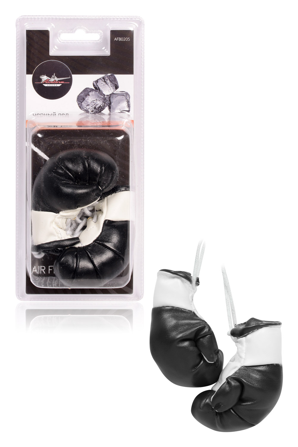 Ароматизатор подвесной Боксерские перчатки Черный лед AIRLINE AFB0205