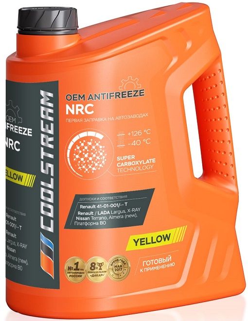 Жидкость охлаждающая Coolstream CS-010402 NRC, жёлтая, 4.5 л