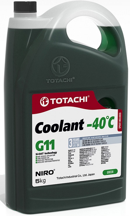 Жидкость охлаждающая Totachi 43205 NIRO Coolant Green, зелёная, 5л