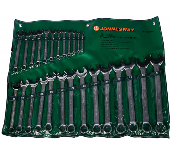 Набор комбинированных ключей Jonnesway W26126S (6-32мм, 26 предметов)