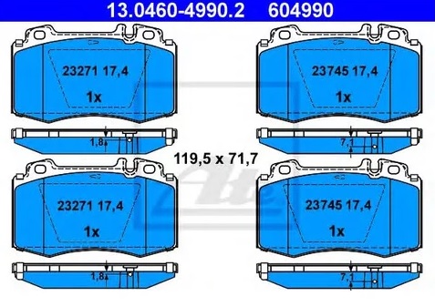 Колодки тормозные дисковые MERCEDES CLK, E-CLASS Ate 13.0460-4990.2 