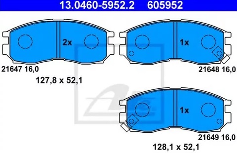 Колодки тормозные дисковые MITSUBISHI GALANT, COLT, ECLIPSE Ate 13.0460-5952.2