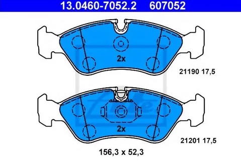 Колодки тормозные дисковые OPEL KADETT, VECTRA, OMEGA Ate 13.0460-7052.2