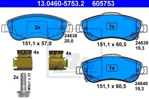 Колодки тормозные дисковые HONDA CR-V Ate 13.0460-5753.2
