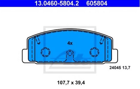 Колодки тормозные дисковые задние MAZDA 323, 626 Ate 13.0460-5804.2