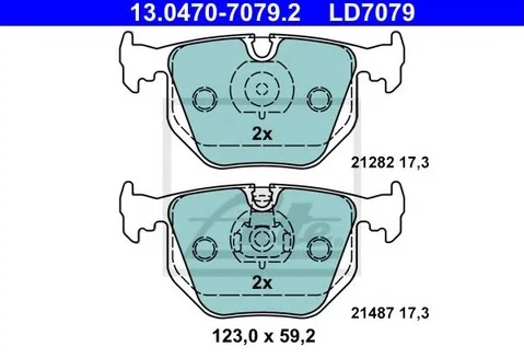 Колодки тормозные дисковые задние BMW 3, 7 Ate 13.0470-7079.2