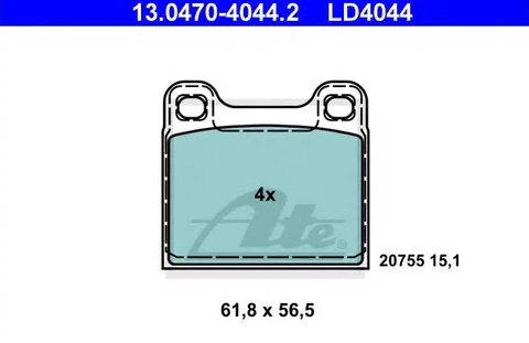 Колодки тормозные дисковые задние VOLVO C70 S70 Ate 13.0470-4044.2