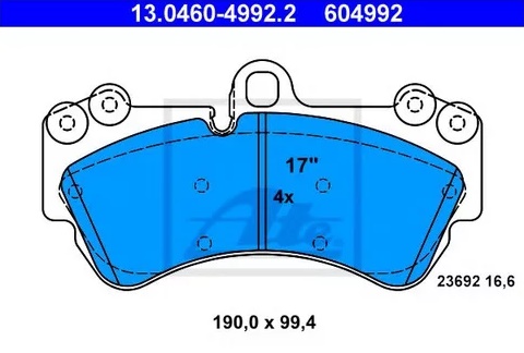 Колодки тормозные дисковые передние PORSCHE Cayenne, VOLKSWAGEN Touareg Ate 13.0460-4992.2