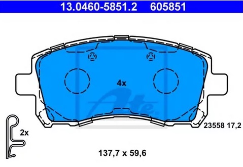 Колодки тормозные дисковые передние SUBARU Forester Ate 13.0460-5851.2