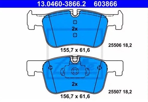 Колодки тормозные дисковые передние BMW 1, 3, 4, TOYOTA Celica Ate 13.0460-3866.2