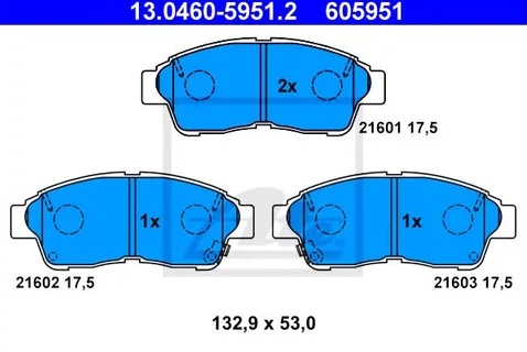 Колодки тормозные дисковые передние TOYOTA CARINA Ate 13.0460-5951.2