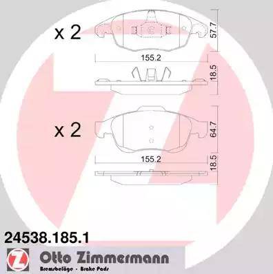 Колодки тормозные дисковые передние CITROEN Berlingo, C4, DS4 Otto Zimmermann 24538.185.1