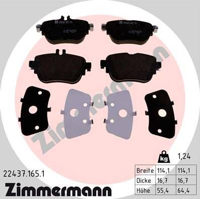 Колодки тормозные дисковые задние MERCEDES CLS Otto Zimmermann 22437.165.1