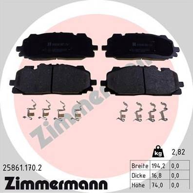 Колодки тормозные передние AUDI A4 Allroad Otto Zimmermann 25861.170.2