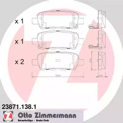Колодки тормозные дисковые задние NISSAN Cube Otto Zimmermann 23871.138.1