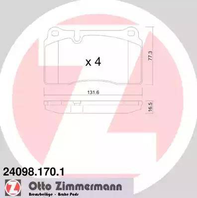 Колодки тормозные дисковые передние AUDI A3, TT Otto Zimmermann 24098.170.1 