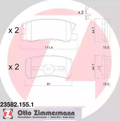 Колодки тормозные дисковые задние CITROEN C4 Aircross Otto Zimmermann 23582.155.1
