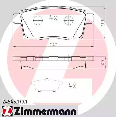 Колодки тормозные дисковые задние MAZDA CX-7, CX-9 Otto Zimmermann 24545.170.1