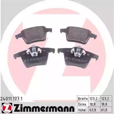Колодки тормозные дисковые задние VOLVO XC90 Otto Zimmermann 24011.177.1