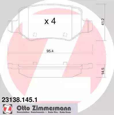 Колодки тормозные дисковые задние MERCEDES Vaneo Otto Zimmermann 23138.145.1