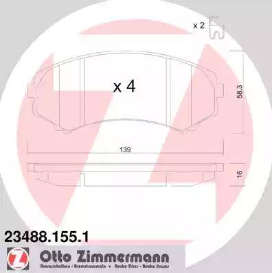 Колодки тормозные дисковые передние MAZDA E-Serie, MITSUBISHI Grandis Otto Zimmermann 23488.155.1