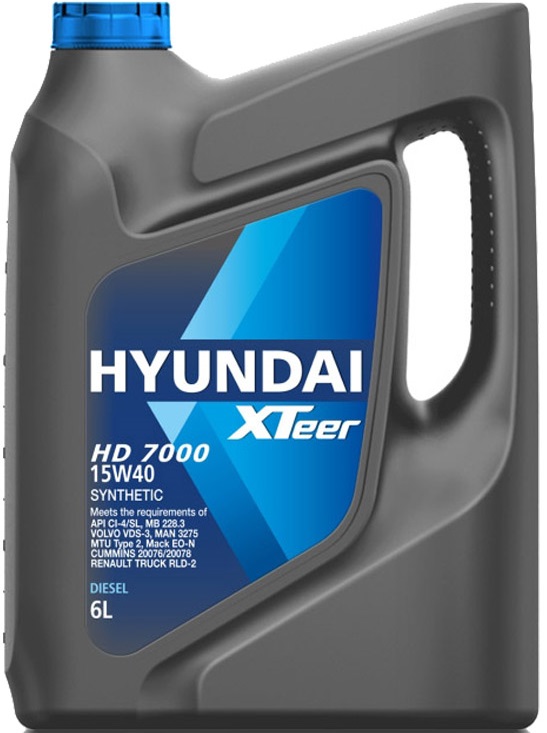 Масло моторное Hyundai Xteer 1061005, HD 7000, CI-4, 15W-40, 6 л 