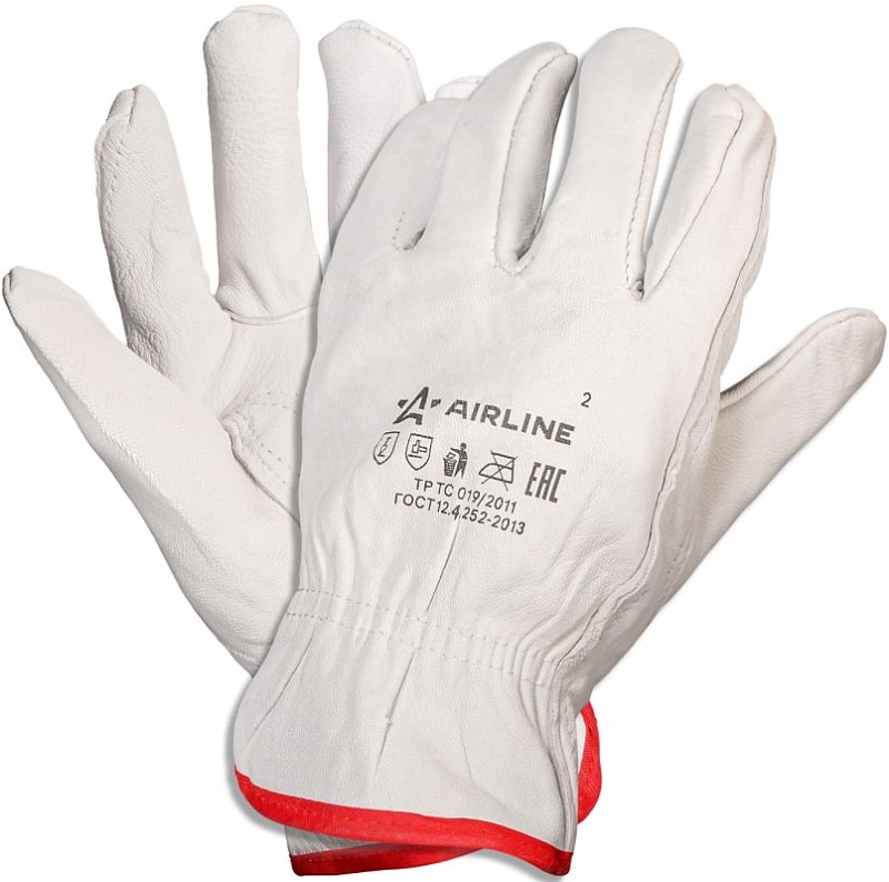 Водительские перчатки Airline ADWG105, натуральная мягкая кожа, размер XL, белые